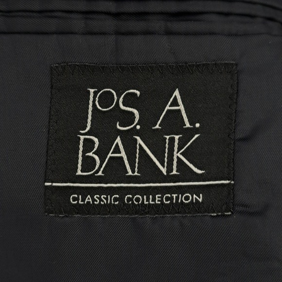 Jos A Bank Mens Navy 46L Blue Windowpane 100% Wool 2-Piece Suit Pants 40x31 - Picture 9 of 16